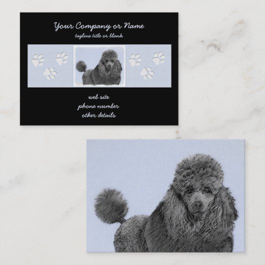 Poodle Malerei Miniaturspielzeug Schwarze Kunst Visitenkarte (Vorne/Hinten)