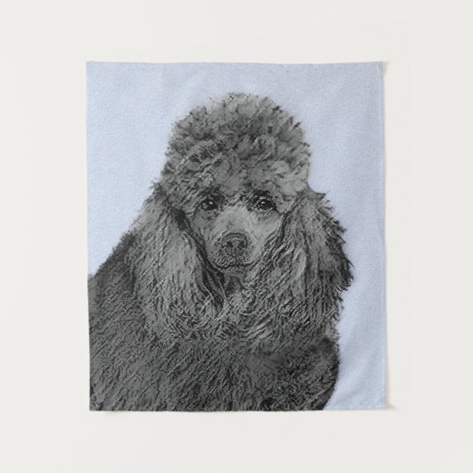 Poodle Malerei Miniaturspielzeug Schwarze Kunst Wandteppich (Vorderseite)