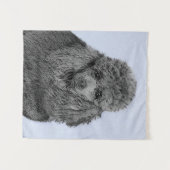 Poodle Malerei Miniaturspielzeug Schwarze Kunst Wandteppich (Vorderseite (Horizontal))