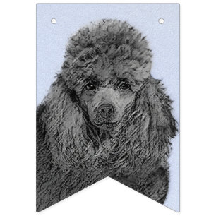 Poodle Malerei Miniaturspielzeug Schwarze Kunst Wimpelkette