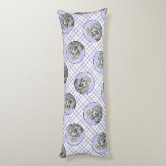 Poodle Malerei Miniaturspielzeug Silbergrauer Hund Seitenschläferkissen (Rückseite (Vertikal))