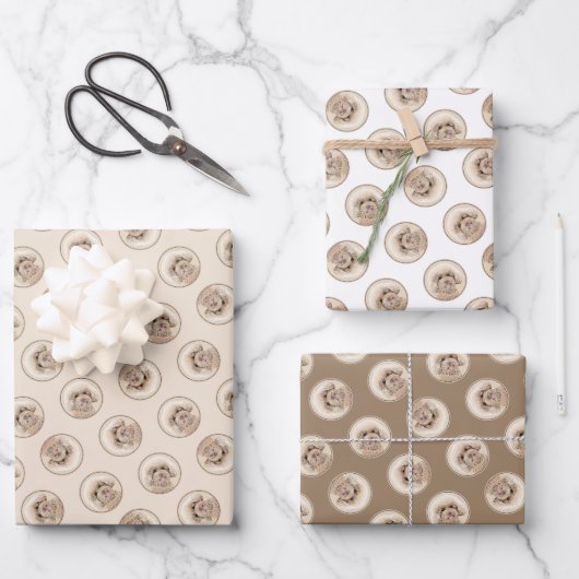 Poodle Malerei Spielzeug Apricot Creme Original Hu Geschenkpapier Set (Vorderseite)