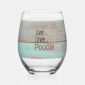 Poodle Mama Live Liebe Rustikales Strip Weinglas Ohne Stiel (Vorderseite)