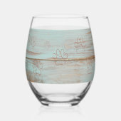 Poodle Mama Live Liebe Rustikales Strip Weinglas Ohne Stiel (Rückseite)