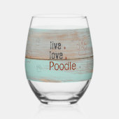 Poodle Mama Live Liebe Rustikales Strip Weinglas Weinglas Ohne Stiel (Vorderseite)
