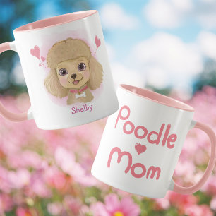 Poodle-Mama-Wasserfarbtasse mit individuellem Name Tasse