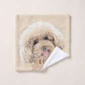 Poodle Miniatur Spielzeug Apricot Cream Brown Dog Badhandtuch Set (Waschlappen)
