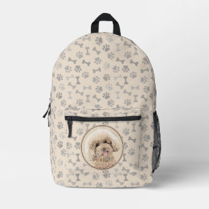 Poodle Miniatur Spielzeug Apricot Cream Brown Dog Bedruckter Rucksack
