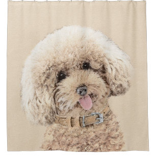 Poodle Miniatur Spielzeug Apricot Cream Brown Dog Duschvorhang