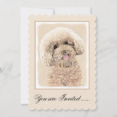 Poodle Miniatur Spielzeug Apricot Cream Brown Dog Einladung (Vorderseite)