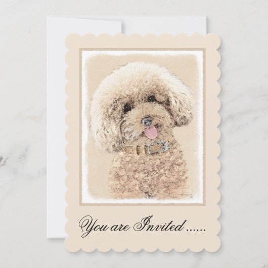 Poodle Miniatur Spielzeug Apricot Cream Brown Dog  Einladung (Vorderseite)