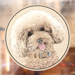 Poodle Miniatur Spielzeug Apricot Cream Brown Dog Fensteraufkleber