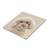 Poodle Miniatur Spielzeug Apricot Cream Brown Dog Fliese (Seite)