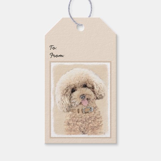 Poodle Miniatur Spielzeug Apricot Cream Brown Dog Geschenkanhänger (Vorderseite)