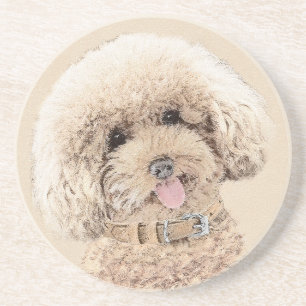 Poodle Miniatur Spielzeug Apricot Cream Brown Dog  Getränkeuntersetzer