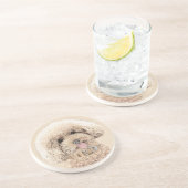 Poodle Miniatur Spielzeug Apricot Cream Brown Dog Getränkeuntersetzer (Seite)