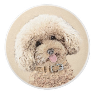 Poodle Miniatur Spielzeug Apricot Cream Brown Dog Keramikknauf