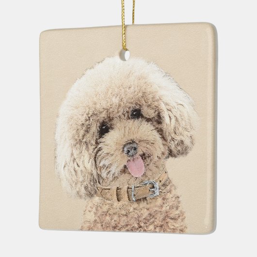 Poodle Miniatur Spielzeug Apricot Cream Brown Dog Keramikornament (Links)
