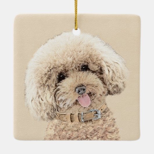 Poodle Miniatur Spielzeug Apricot Cream Brown Dog  Keramikornament (Rückseite)