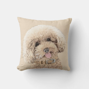 Poodle Miniatur Spielzeug Apricot Cream Brown Dog  Kissen