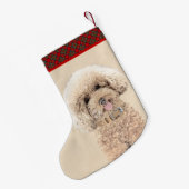 Poodle Miniatur Spielzeug Apricot Cream Brown Dog Kleiner Weihnachtsstrumpf (Rückseite (Hängend))
