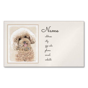 Poodle Miniatur Spielzeug Apricot Cream Brown Dog Magnetische Visitenkarte
