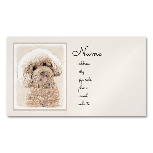 Poodle Miniatur Spielzeug Apricot Cream Brown Dog Magnetische Visitenkarte (Vorderseite)