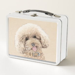 Poodle Miniatur Spielzeug Apricot Cream Brown Dog Metall Brotdose