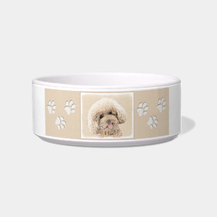 Poodle Miniatur Spielzeug Apricot Cream Brown Dog Napf