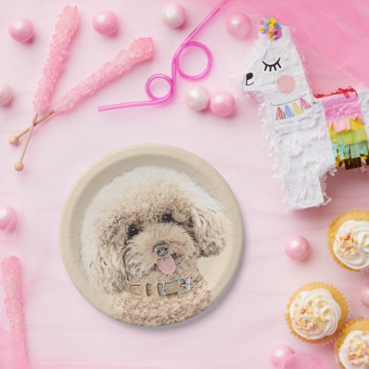 Poodle Miniatur Spielzeug Apricot Cream Brown Dog Pappteller (Party)