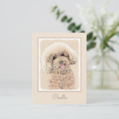 Poodle Miniatur Spielzeug Apricot Cream Brown Dog Postkarte (Stehend Vorderseite)