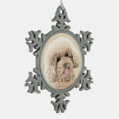 Poodle Miniatur Spielzeug Apricot Cream Brown Dog Schneeflocken Zinn-Ornament (Links)