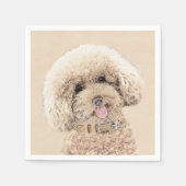 Poodle Miniatur Spielzeug Apricot Cream Brown Dog  Serviette (Vorderseite)