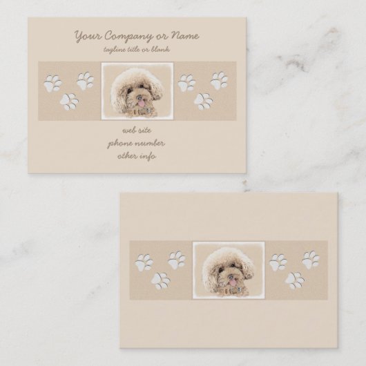 Poodle Miniatur Spielzeug Apricot Cream Brown Dog Visitenkarte (Vorne/Hinten)