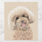 Poodle Miniatur Spielzeug Apricot Cream Brown Dog  Weinetikett (Einzelnes Label)
