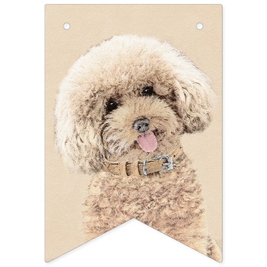 Poodle Miniatur Spielzeug Apricot Cream Brown Dog Wimpelkette (Zweite Fahne)