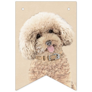 Poodle Miniatur Spielzeug Apricot Cream Brown Dog Wimpelkette