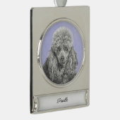 Poodle Miniatur Spielzeug Silver Gray Blue Hund Ar Banner-Ornament Silber (Rechts)