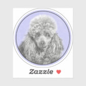 Poodle Miniatur Spielzeug Silver Gray Blue Hund Ku Aufkleber (Blatt)