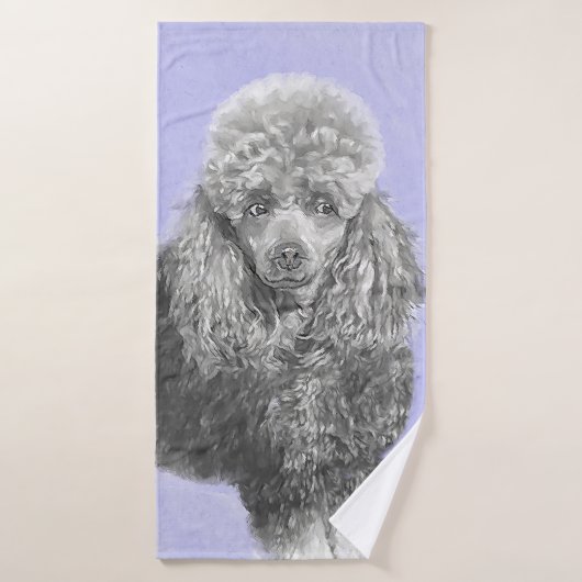 Poodle Miniatur Spielzeug Silver Gray Blue Hund Ku Badhandtuch Set (Badehandtuch)
