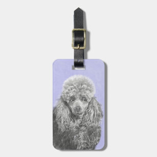 Poodle Miniatur Spielzeug Silver Gray Blue Hund Ku Gepäckanhänger