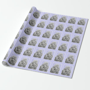 Poodle Miniatur Spielzeug Silver Gray Blue Hund Ku Geschenkpapier