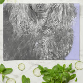 Poodle Miniatur Spielzeug Silver Gray Blue Hund Ku Geschirrtuch (Gefaltet)