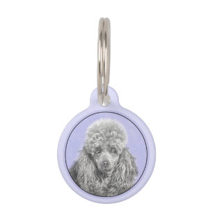 Poodle Miniatur Spielzeug Silver Gray Blue Hund Ku Haustiermarke