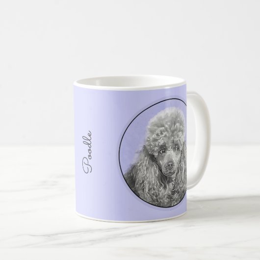 Poodle Miniatur Spielzeug Silver Gray Blue Hund Ku Kaffeetasse (VorderseiteRechts)