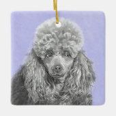 Poodle Miniatur Spielzeug Silver Gray Blue Hund Ku Keramikornament (Vorderseite)