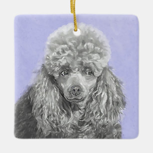 Poodle Miniatur Spielzeug Silver Gray Blue Hund Ku Keramikornament