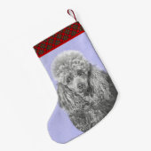 Poodle Miniatur Spielzeug Silver Gray Blue Hund Ku Kleiner Weihnachtsstrumpf (Rückseite (Hängend))