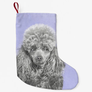 Poodle Miniatur Spielzeug Silver Gray Blue Hund Ku Kleiner Weihnachtsstrumpf