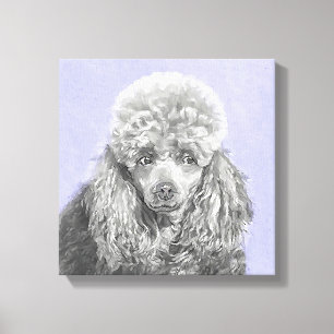 Poodle Miniatur Spielzeug Silver Gray Blue Hund Ku Leinwanddruck